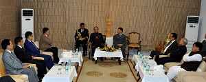 The Governor of Arunachal Pradesh Shri JP Rajkhowa and Chief Minister Shri. Kalikho Pul Meeting the members of Deputy Chief Minister and Cabinet Minister at Raj bhavan, Itanagar on 5th March�2016.
